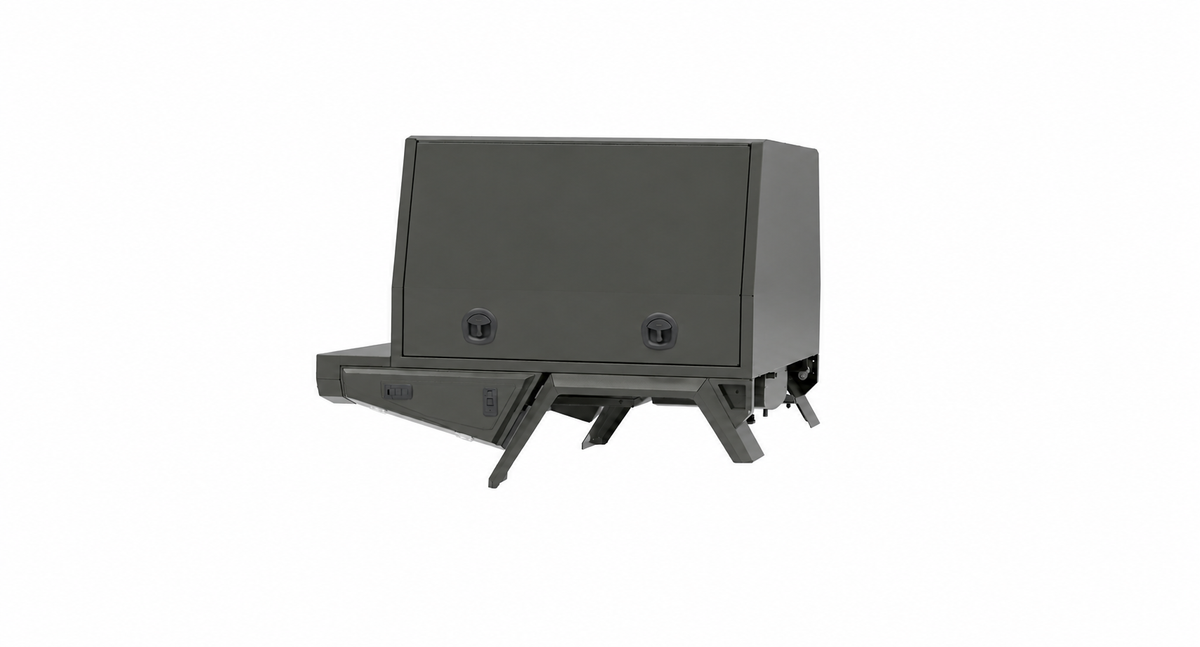 1400mm Chassis Mount - Matte Black, side front view, clean white background