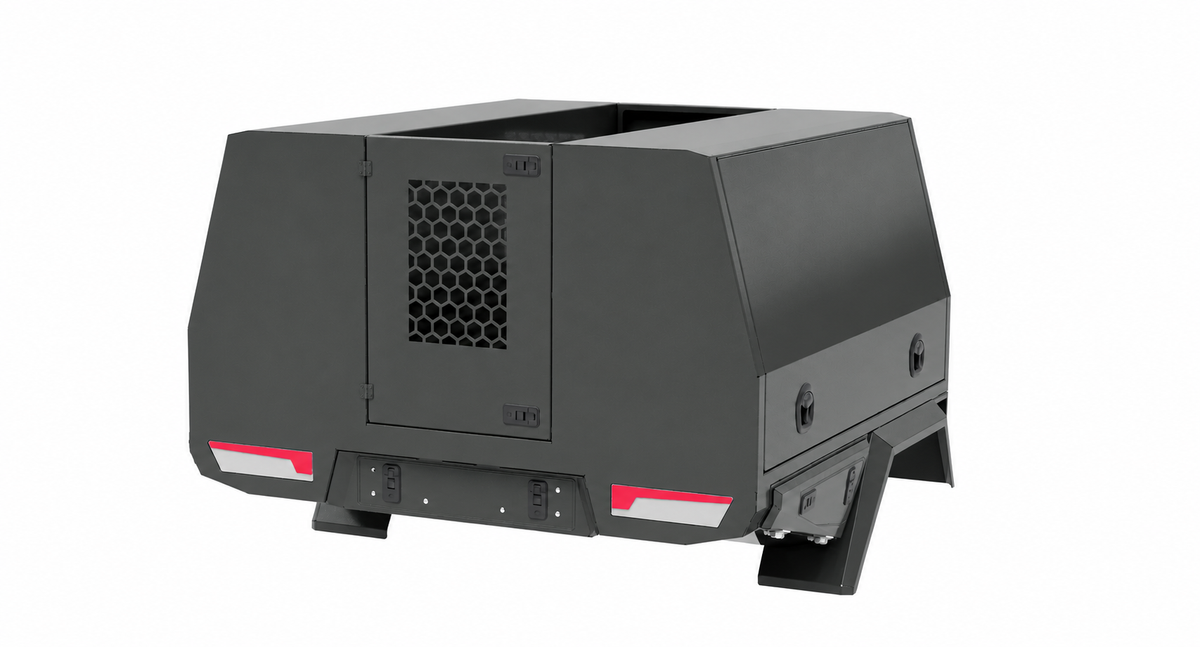 1700mm Toolbox Chassis Mount - Matte Black, rear three-quarter view on clean white