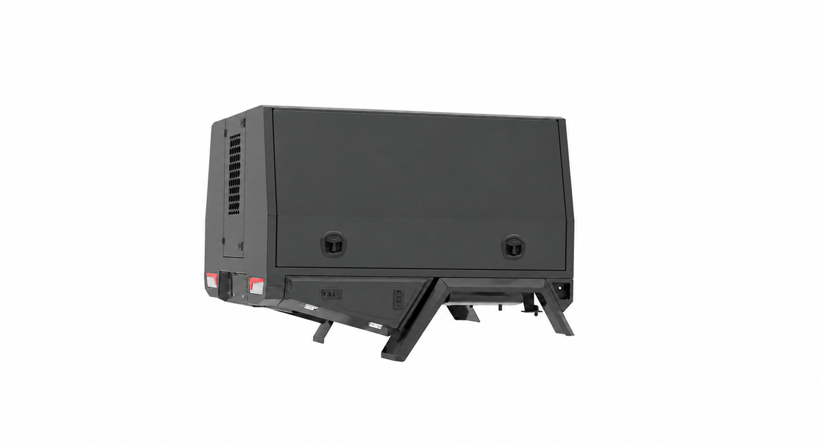 1700mm Toolbox Chassis Mount - Matte Black, side rear view, clean white background