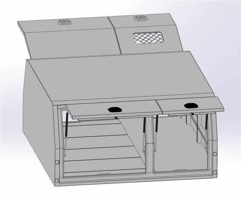Scratch & Dent - 1700mm Aluminium Canopy with Dog Box Section - Matte Black SNDB-001