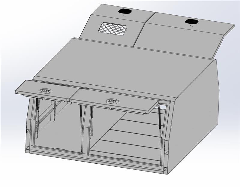 Scratch & Dent - 1700mm Aluminium Canopy with Dog Box Section - Matte Black SNDB-001