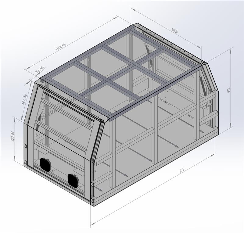 79 Series 1000mm Aluminium Canopy - Matte Black