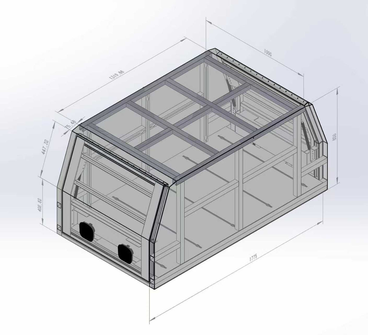 1000mm Aluminium Canopy - Matte Black