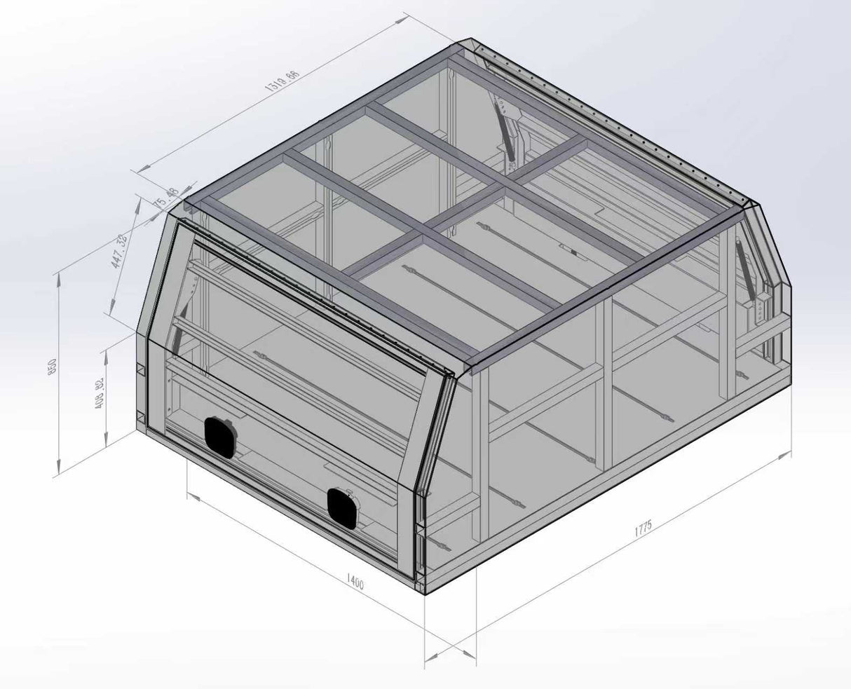 Scratch & Dent - 1400mm Aluminium Canopy - Matte Black SNDB-015