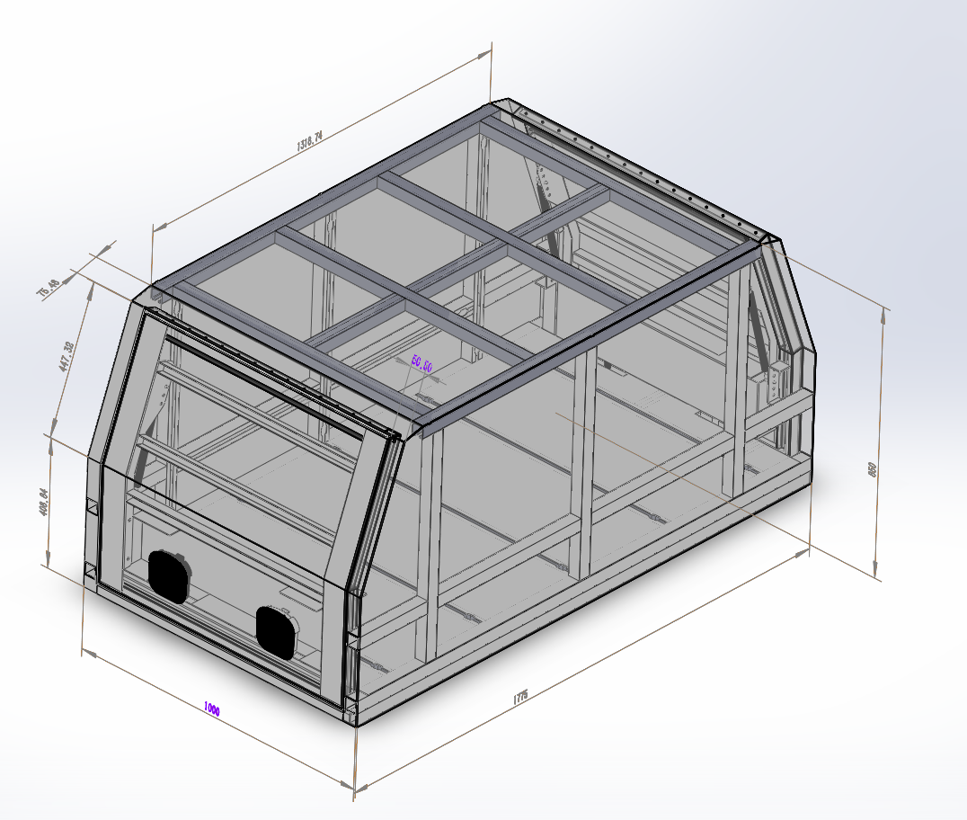 1000mm Aluminium Canopy - Black