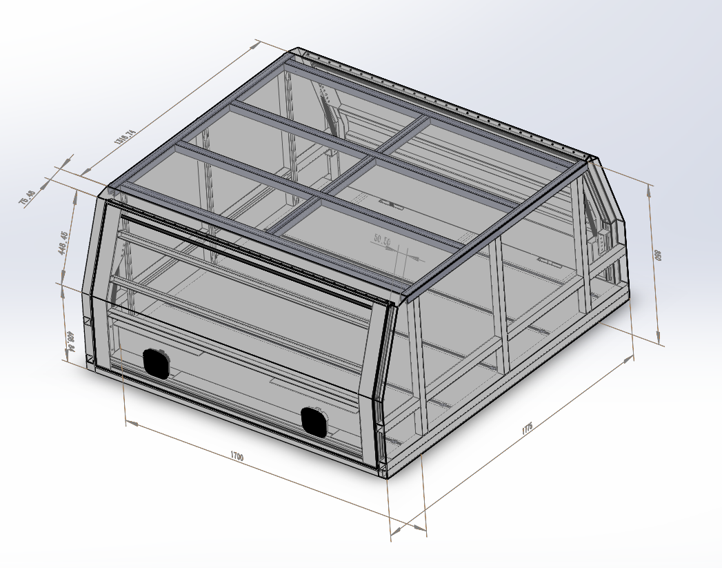 1700mm Aluminium Canopy - Black