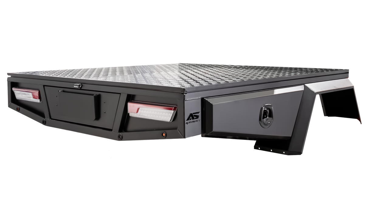 Aluminium Single Cab Tray with Trundle - 2400mm - Matte Black