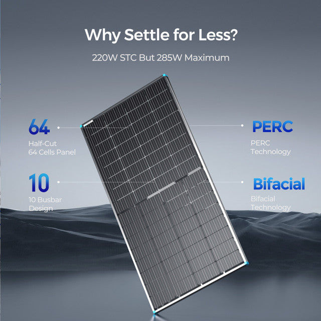 Renogy 12Volt 220W Rigid Solar Panel (Bifacial)