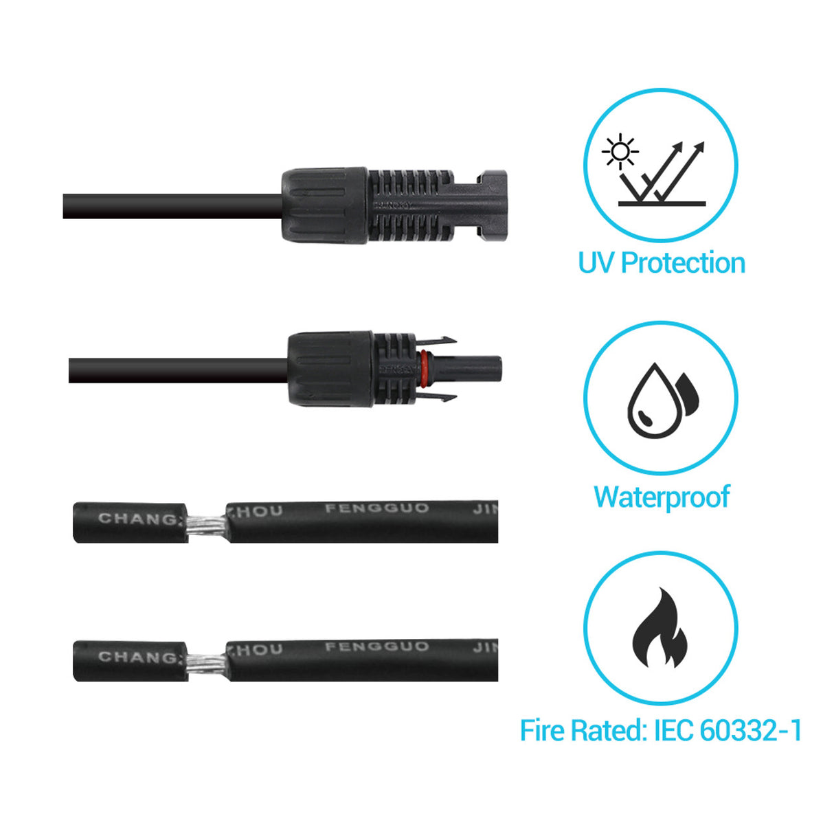 Solar Panel to Charge Controller Adaptor Kit 10 Ft 12 AWG