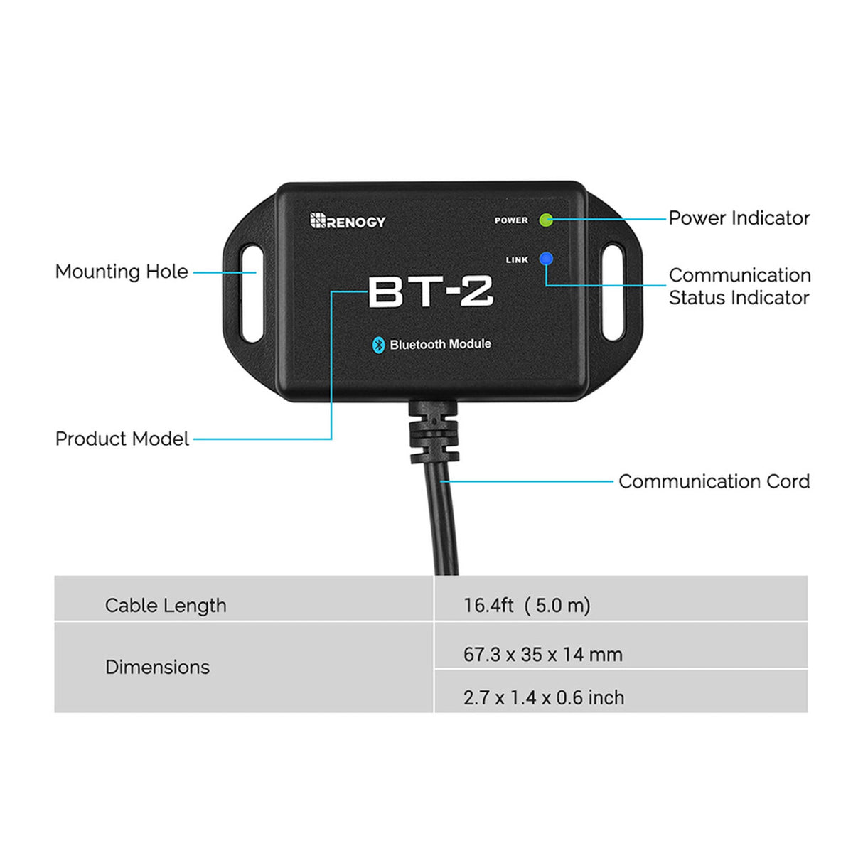 Renogy BT-2 Bluetooth Module for Renogy Products w/ RS485 Port