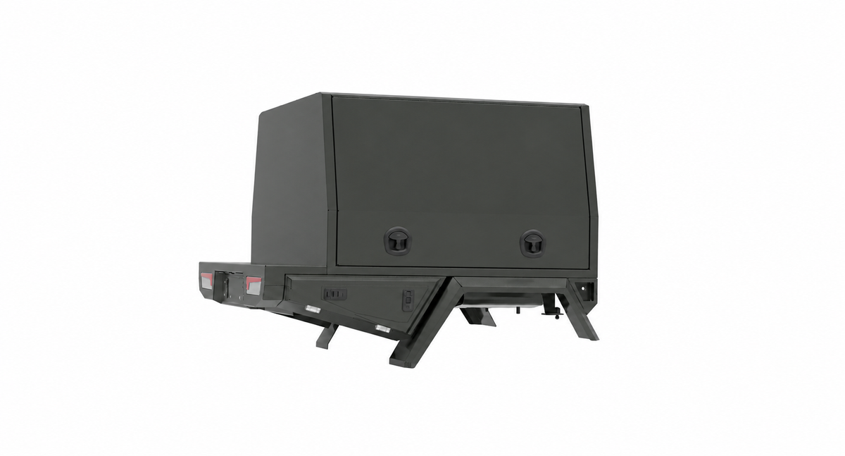 1400mm Chassis Mount - Matte Black, side rear view, clean white background