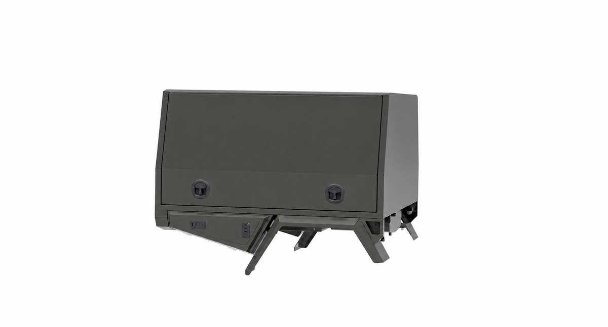 1700mm 3-Door Chassis Mount - Matte Black, side front view, clean white background