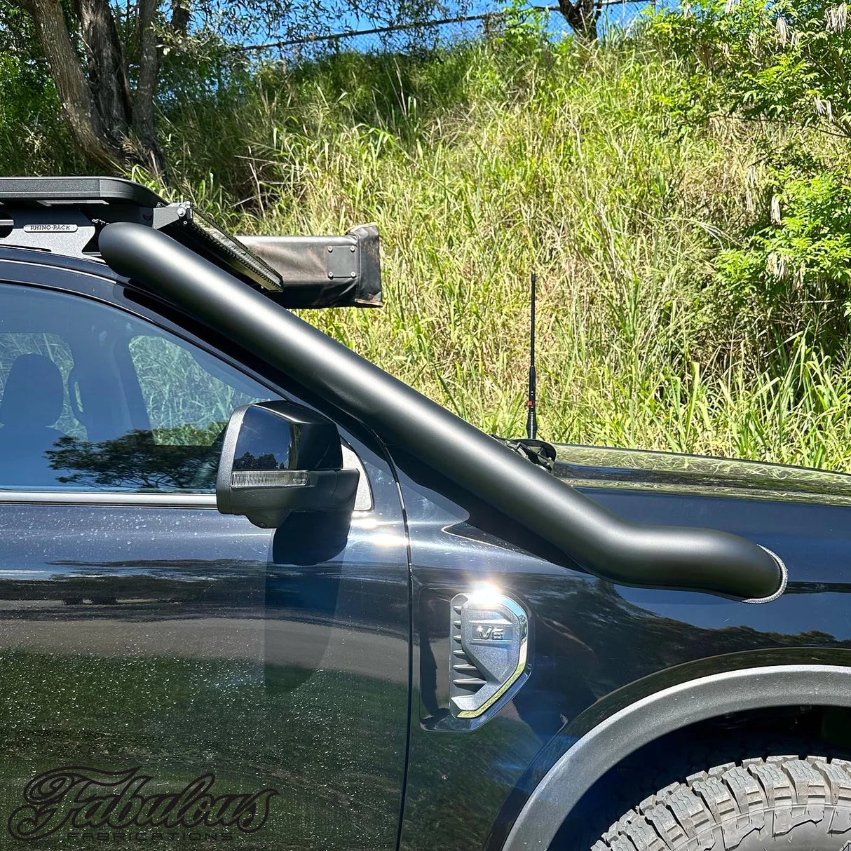 FABULOUS FABRICATIONS FORD RANGER NEXT GEN 4 INCH STAINLESS SNORKEL KIT AND ALLOY AIRBOX KIT