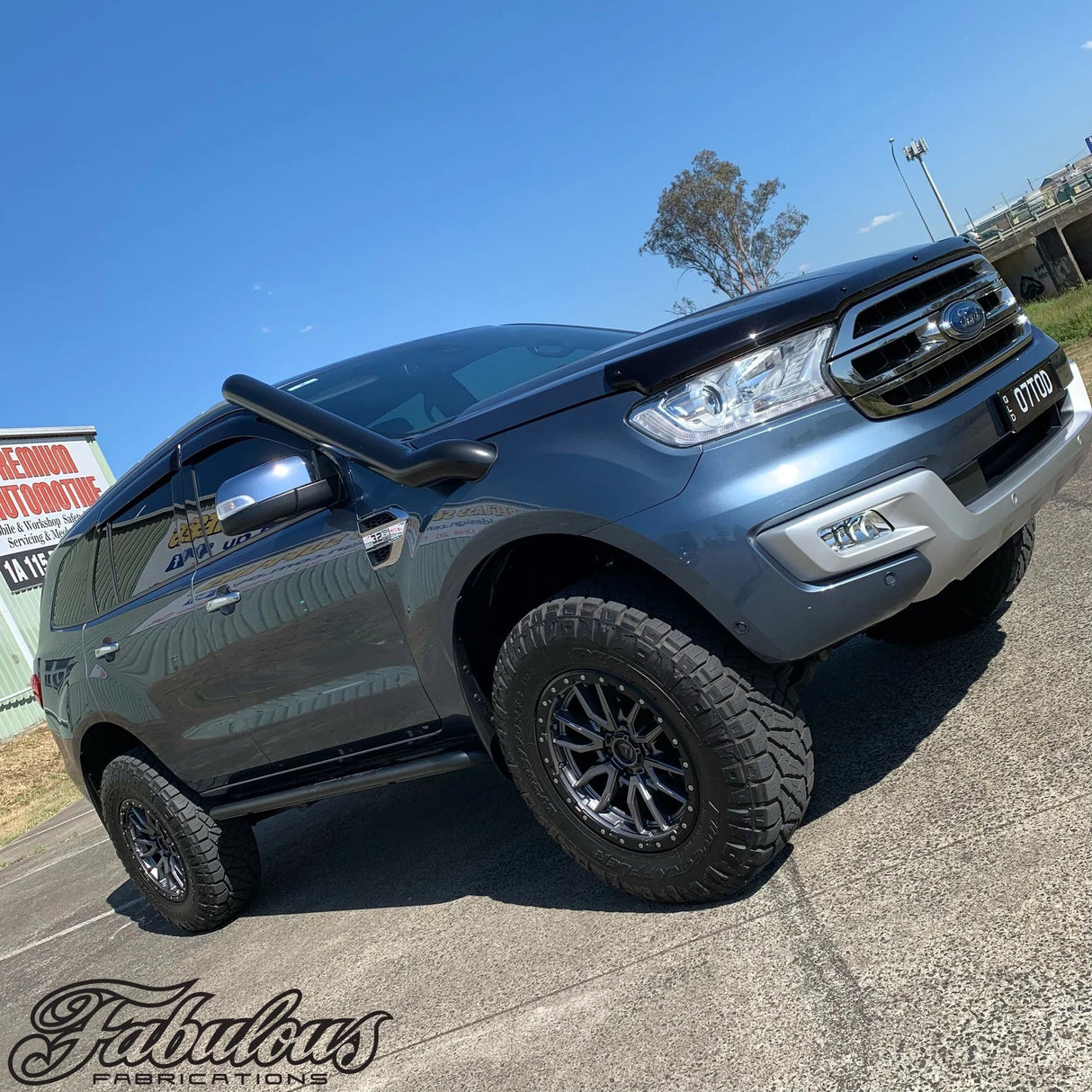 Fabulous Fabrications Ford Everest Stainless Snorkel and Alloy Airbox Kit Seamless (Fabulous end cap) / 3.2L / Gloss Black Powdercoat + Blue Filter with Black Stamp ($100)