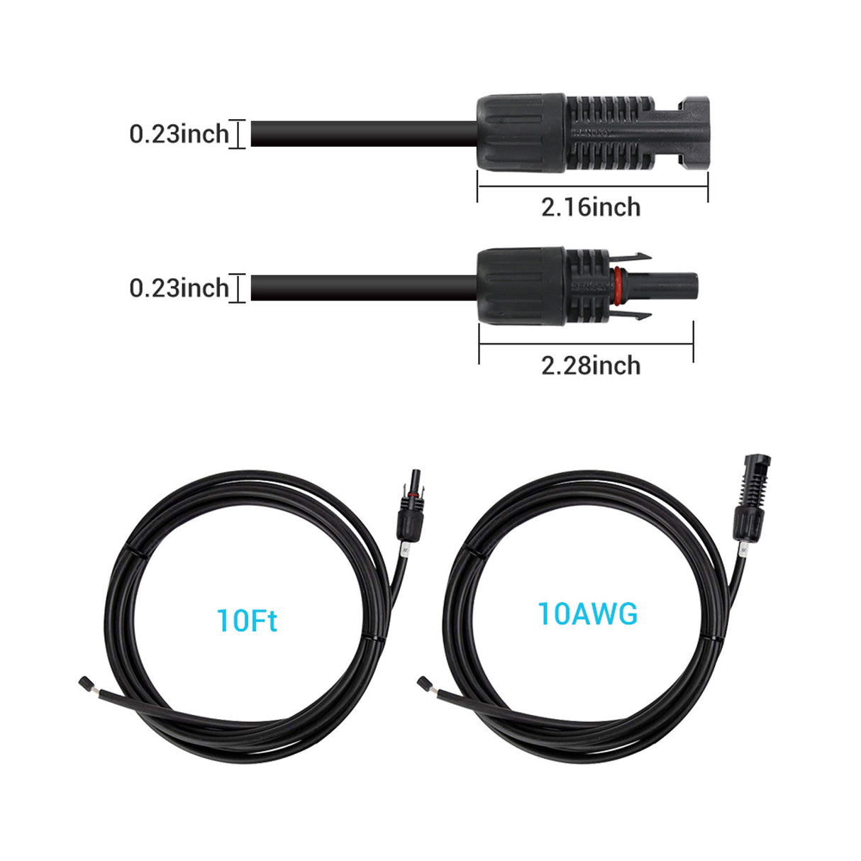 Solar Panel to Charge Controller Adaptor Kit 10 Ft 10 AWG