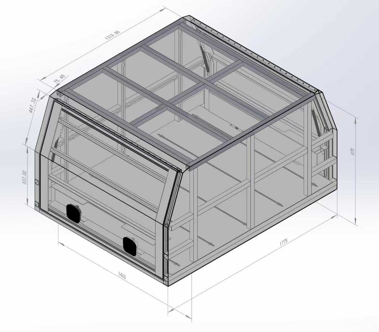 79 Series 1400mm Aluminium Canopy - Matte Black