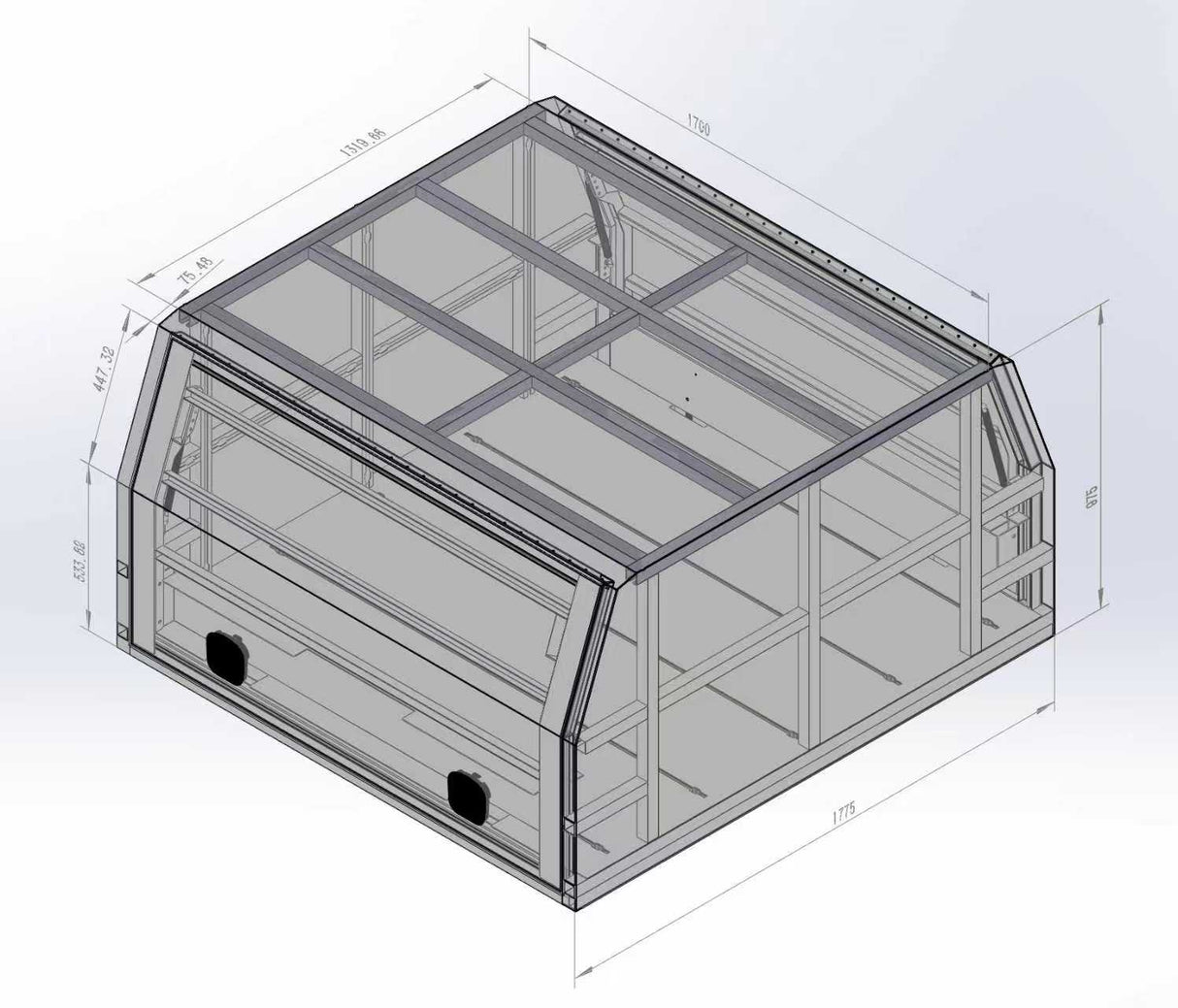 79 Series 1700mm Aluminium Canopy - Matte Black