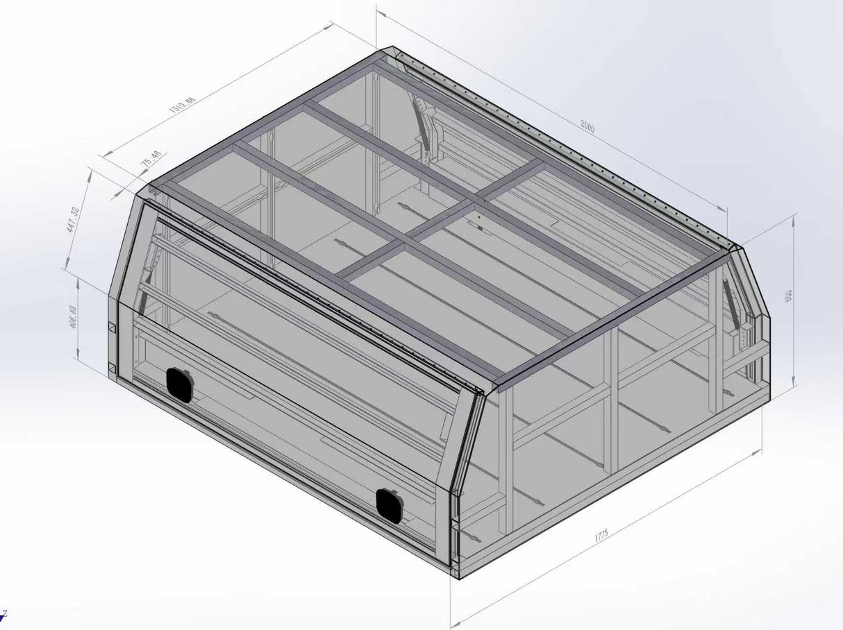 2000mm Aluminium Canopy - Matte Black