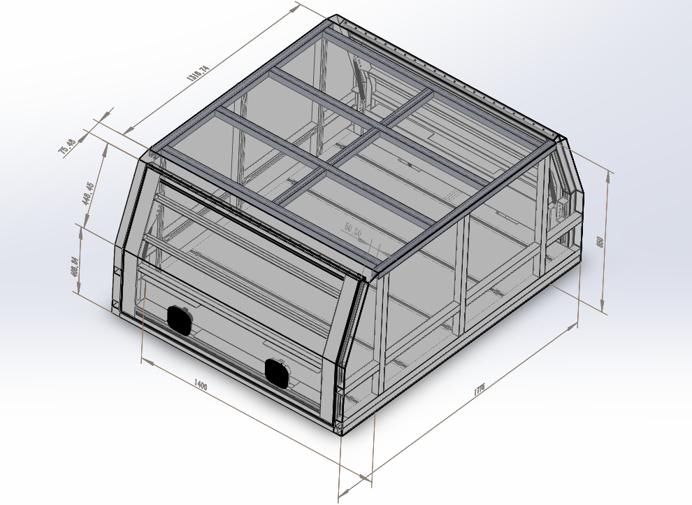 1400mm Aluminium Canopy - Black