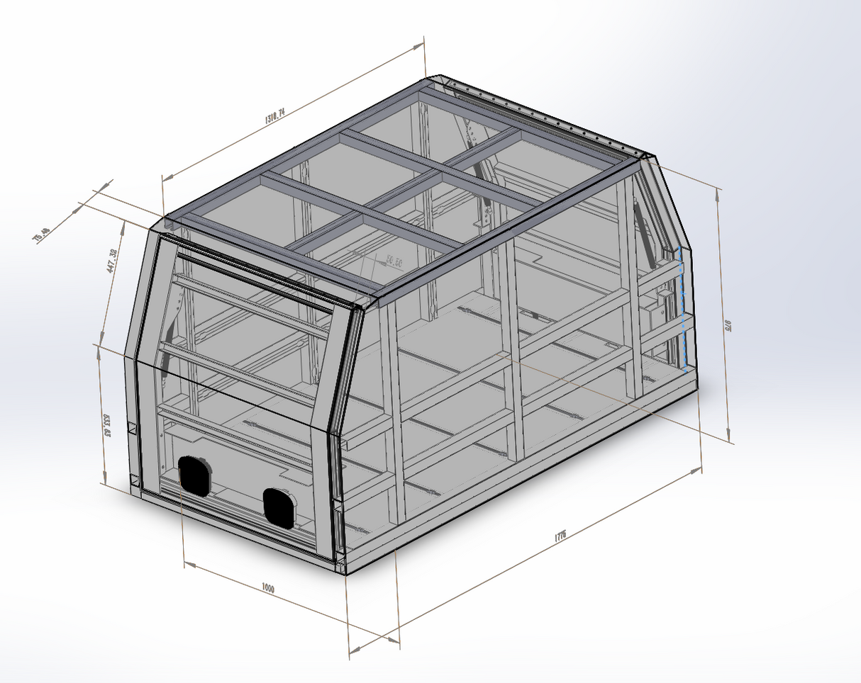 AS 1000mm Aluminium 79 Series Canopy - Black