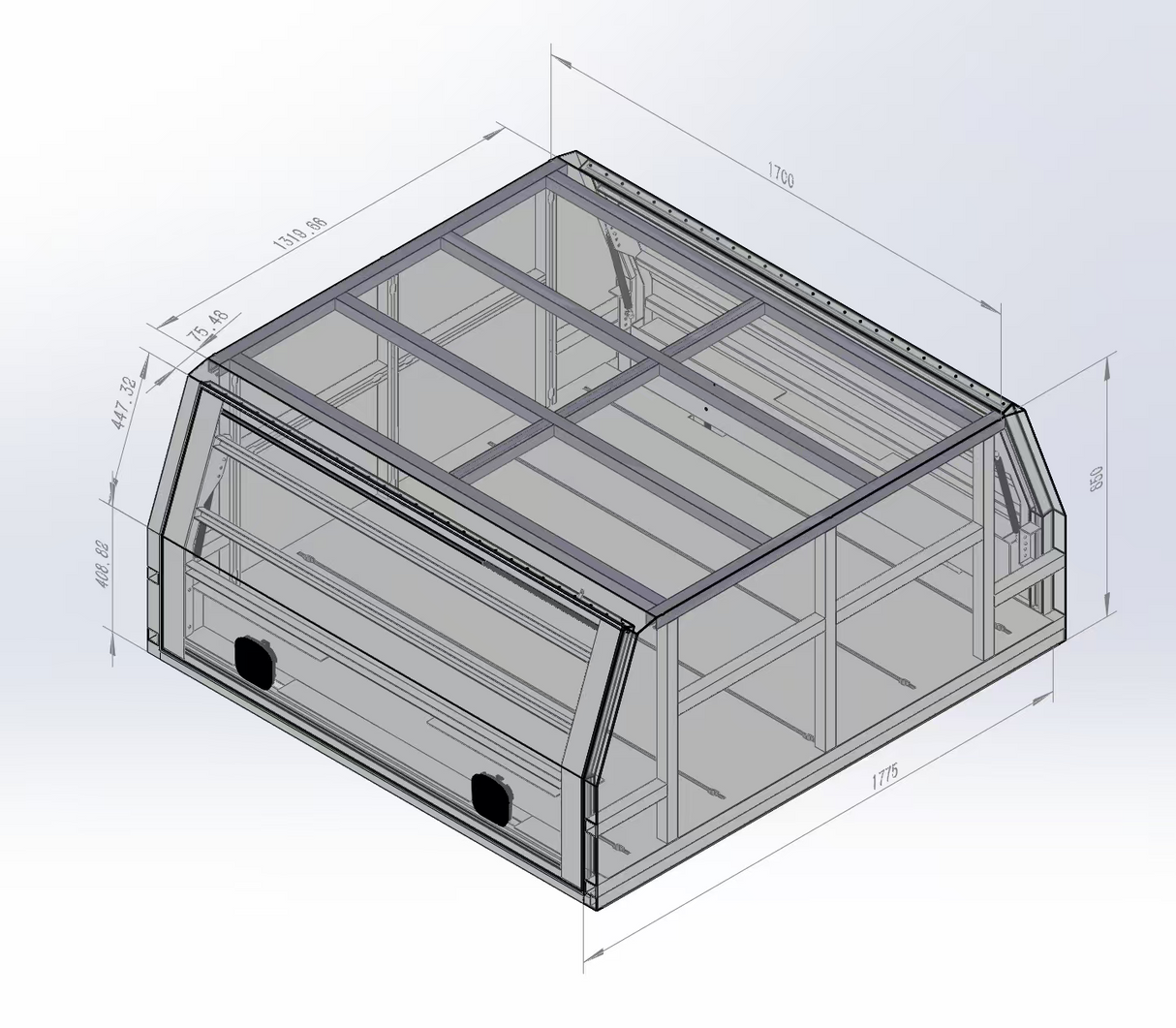 1700mm Aluminium Canopy - Matte Black