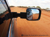 MSA LANDCRUISER 70-79 SERIES TOWING MIRRORS (1984-CURRENT) - Black, Electric Kit, Big Base, Indicators, Switch Kit Included