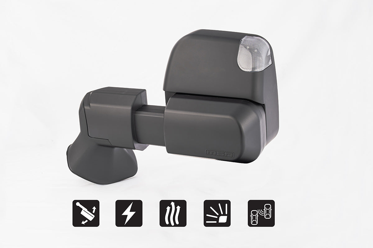 MSA 4x4 LANDCRUISER 300 SERIES POWER FOLD™ TOWING MIRRORS (07/2021-CURRENT) - Black, Electric, Indicators, Heated, Blind Spot Monitoring, Powerfold