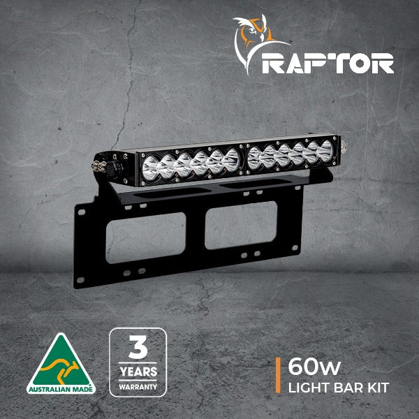 Raptor 60 LED 14.5″ Light Bar Number Plate Kit - Includes Wiring Harness and Hardware (Black)