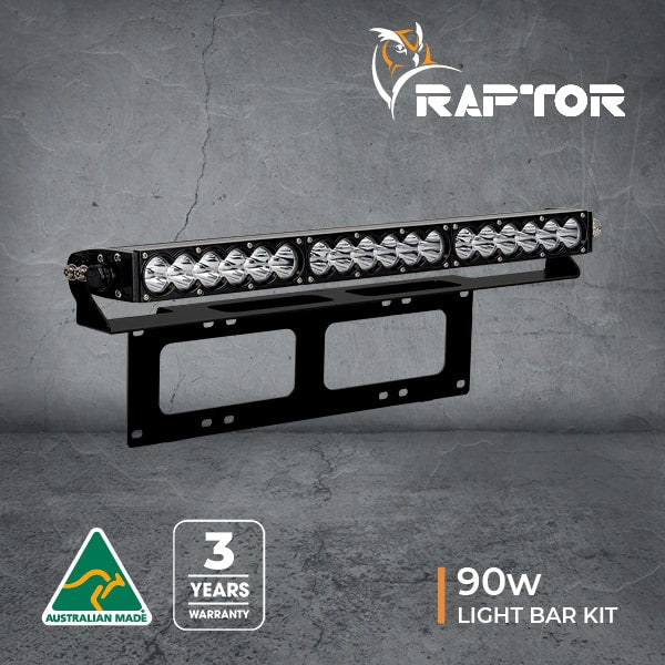 Raptor 90 LED 20.5″ Light Bar Number Plate Kit - Includes Wiring Harness and Hardware (Black)