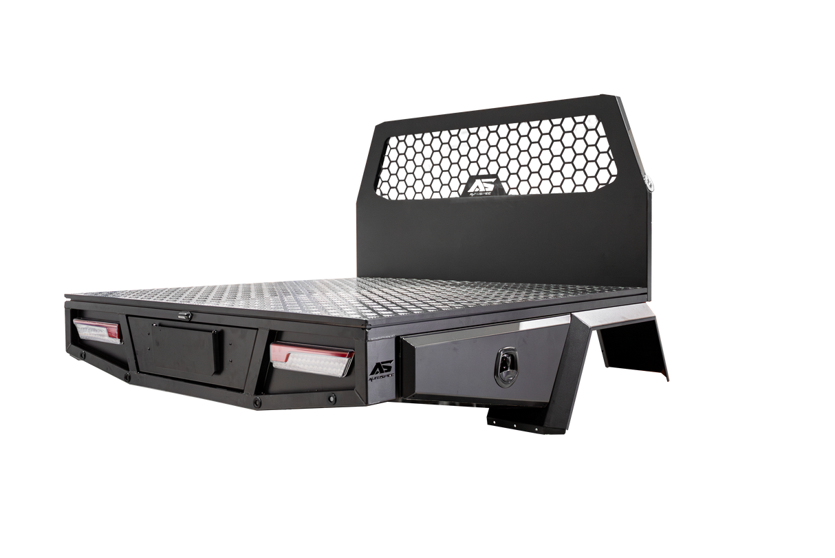 AS Aluminium Dual Cab Tray with Trundle - 1700mm - Matte Black