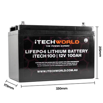 iTECH100 12v 100Ah Lithium Battery LiFePO4 Deep Cycle