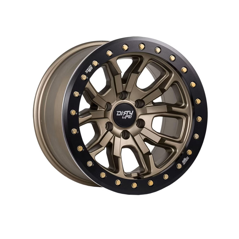 DIRTY LIFE DT1 BRONZE/BLACK LIP 17X9 0 OFFSET 6X139.7 110 CB INC NUTS & HUB RINGS