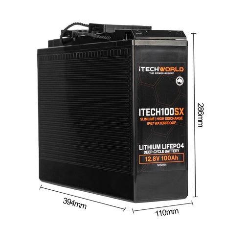 iTECH100SX Slim 12v 100Ah Lithium LiFePO4 Deep Cycle Battery