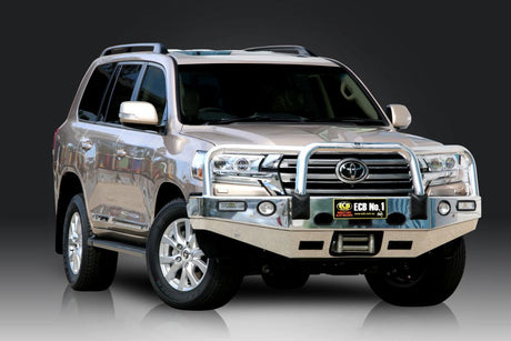 ECB Winch Bullbar Polished with Bumper Lights for Toyoat Landcruiser 200 Series (01/16 to 06/21)