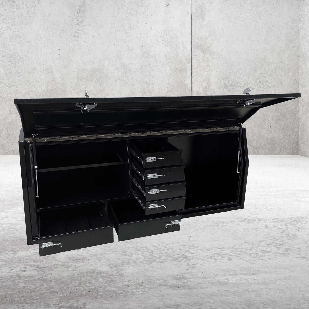 2100mm FP Full Door w/Drawers - Black