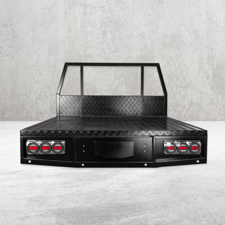 Aluminium Tray 1650mm w/Headboard - Black